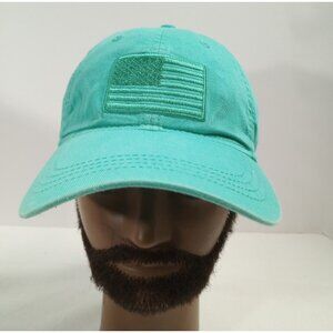 Men's Tonal American Flag Cotton Hat one Size  Aqua Turquoise baseball cap